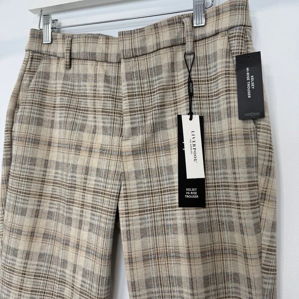 Liverpool Los Angeles Kelsey High Rise Trouser Petite 6/28 Plaid Pants Old Money